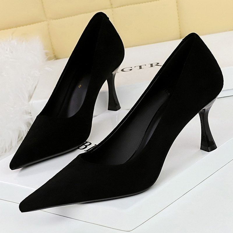 Shoe Tree - BIGTREE أحذية الجلد المدبوغ الأسود النساء