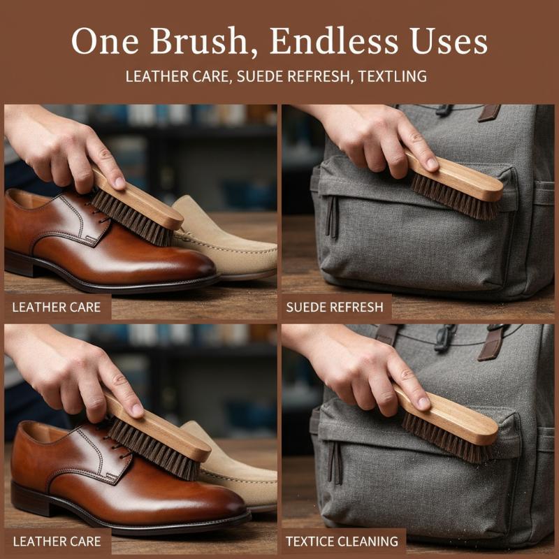 فرشاة أحذية خشبية بشعيرات شعر  - مراجعة Leather Shoe Polish وسعره