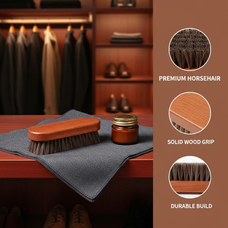 فرشاة أحذية خشبية بشعيرات شعر  - مراجعة Leather Shoe Polish وسعره